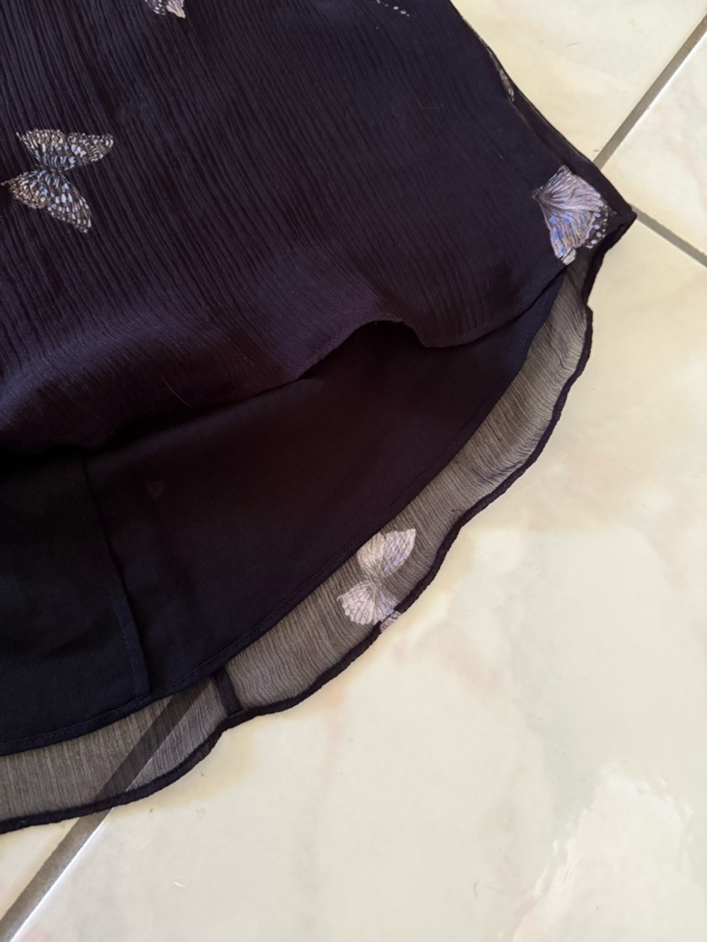 ZIMMERMANN Botanica Black Lavender Tea Silk Top with Butterfly Appliqués $425 - Picture 12 of 16